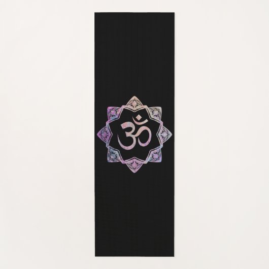 Ohm-symbool met mandala, zwarte editie yogamat (Voorkant)