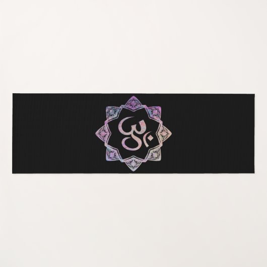 Ohm-symbool met mandala, zwarte editie yogamat (Voorkant (horizontaal))