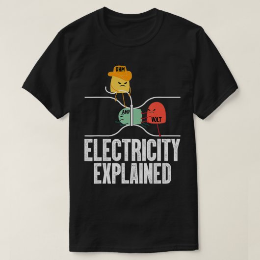 Ohm Volt Amp Electricity Explained Funny Electrici T-shirt (Design voorkant)
