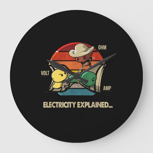 Ohm Volt AMP Electricity verklaarde elektricien Grote Klok (Voorkant)