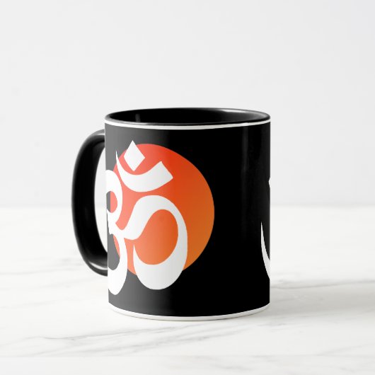 Ohm zwarte achtergrond mok (Voorkant links)