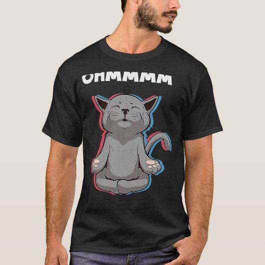 Ohmmm Yoga Katten Meditatie Ontspanning Om Namaste T-shirt (Voorkant)