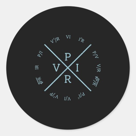 Ohms Law Power Wheel - Electrical Electronics Engi Ronde Sticker (Voorkant)
