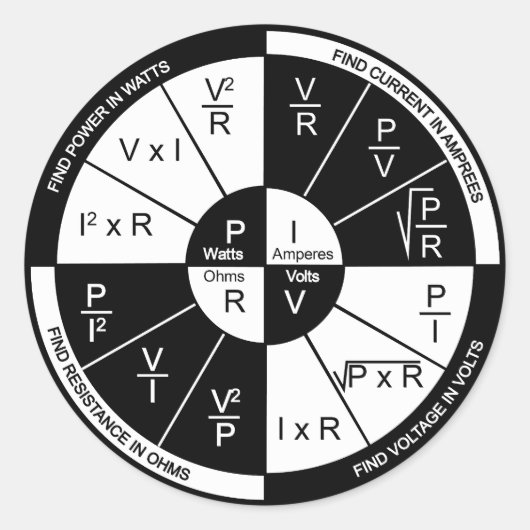 Ohm's Law Sticker - zwart-wit (Voorkant)