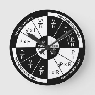 Ohm's Law Zwart-wit wijzerplaat Ronde Klok