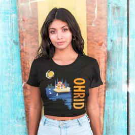 Ohrid Macedonië Meer Blauw Oranje Reizen T-shirt