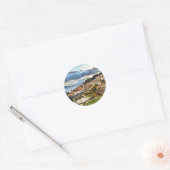 Ohrid, Macedonië panoramisch uitzicht Ronde Sticker (Envelop)
