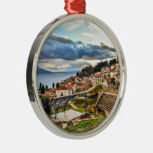 Ohrid, Macedonië panoramisch zicht Metalen Ornament (Rechts)