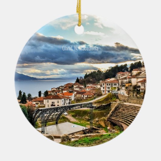 Ohrid, Macedonië stadsgezicht Keramisch Ornament (Achterkant)
