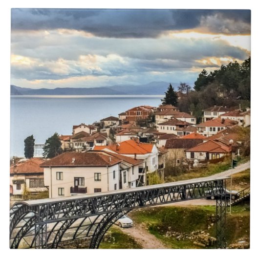 Ohrid, N. Macedonië, cityscape foto, Tegeltje (Voorkant)