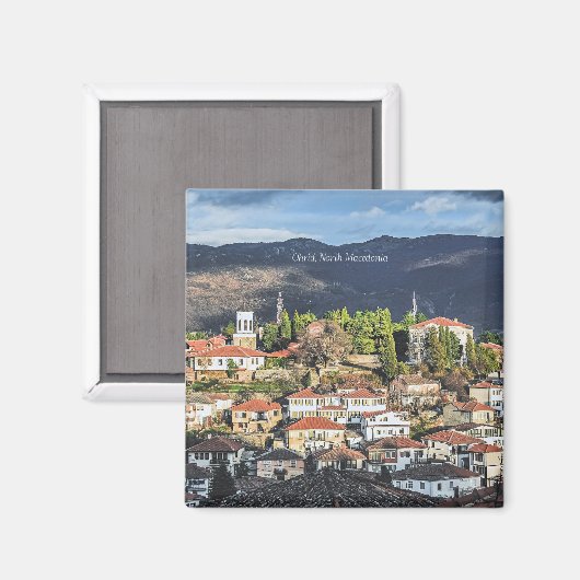 Ohrid, Noord-Macedonië pittoreske foto, Magneet (Voorkant / Achterkant)