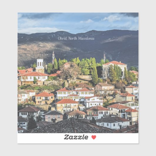 Ohrid, Noord-Macedonië pittoreske foto, Sticker (Vel)