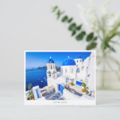 Oia blauwe kerk, Santorini, Griekenland Feestdagenkaart (Staand voorkant)
