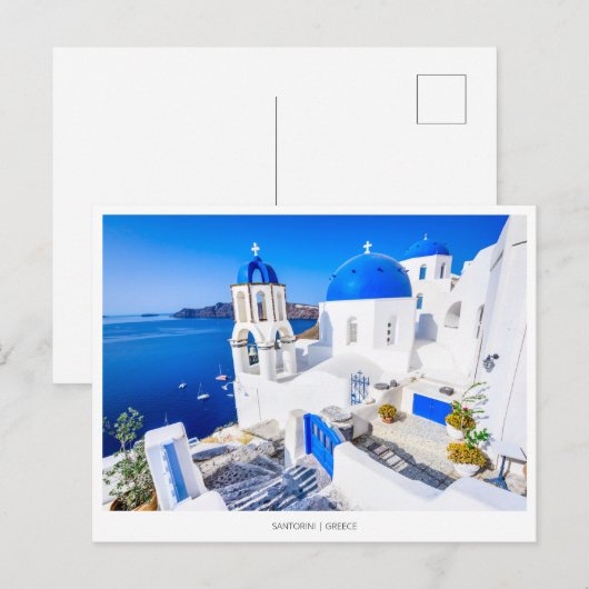 Oia blauwe kerk, Santorini, Griekenland Feestdagenkaart (Voorkant / Achterkant)