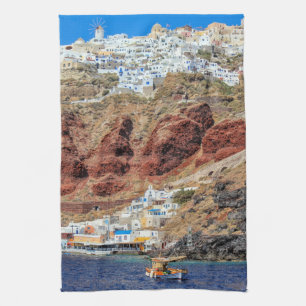 Oia, dorp op het eiland Santorini, Noord-Griekenla Theedoek
