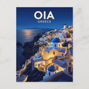 Oia 's Nachts Griekenland Briefkaart