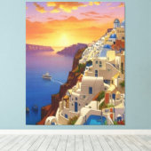 Oia, Santorini, Griekenland Art Canvas Afdruk (Insitu (Houten vloer))