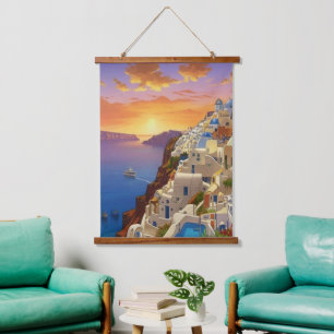 Oia, Santorini, Griekenland Art Hangend Wandkleed