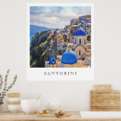 Oia, Santorini. Griekenland. Olieverf. Art Print (Keuken)