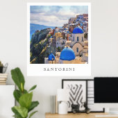 Oia, Santorini. Griekenland. Olieverf. Art Print (Thuiskantoor)