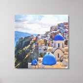 Oia, Santorini. Griekenland. Olieverf. canvas afdr (Voorkant)