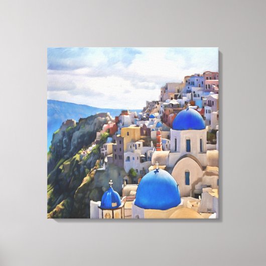 Oia, Santorini. Griekenland. Olieverf. canvas afdr (Voorkant)