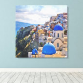 Oia, Santorini. Griekenland. Olieverf. canvas afdr (Insitu (Houten vloer))