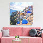Oia, Santorini. Griekenland. Olieverf. canvas afdr Afdruk (Insitu (Woonkamer))