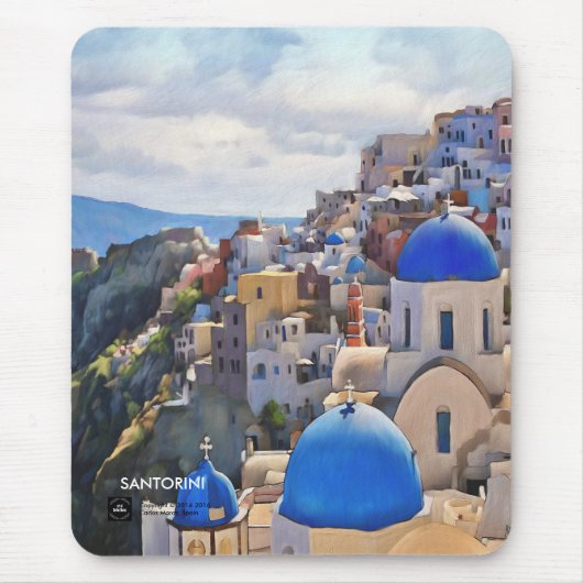 Oia, Santorini. Griekenland.Olievlekken. Gift Mous Muismat (Voorkant)
