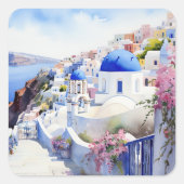 Oia Santorini Griekenland Vierkante Sticker (Voorkant)