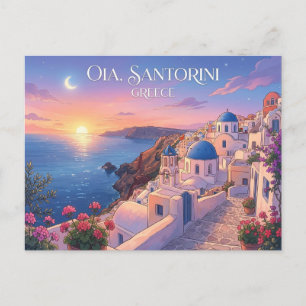 Oia Santorini Griekenland Zonsondergang Reisansich Briefkaart