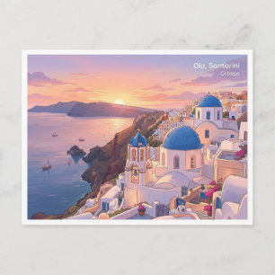 Oia Santorini Griekenland Zonsondergang Reisansich Briefkaart