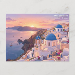 Oia Santorini Griekenland Zonsondergang Reisansich Briefkaart