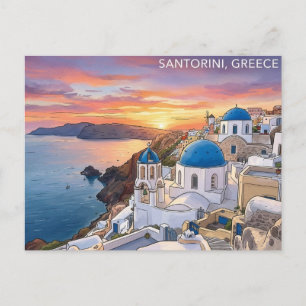 Oia Santorini Griekenland Zonsondergang Reisansich Briefkaart