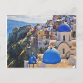 Oia, Santorini. Grieks Briefkaart van schilderijen (Voorkant)