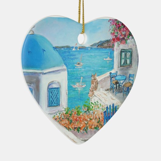 Oia, Santorini Heart Ornament (Rechts)