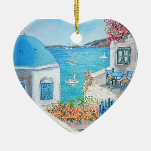 Oia, Santorini Heart Ornament (Voorkant)
