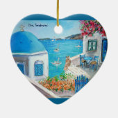 Oia, Santorini Heart Ornament (Achterkant)