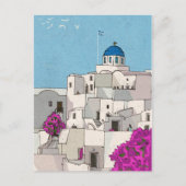 Oia Santorini Island Greece Whimsical Illustration Briefkaart (Voorkant)