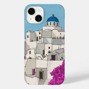 Oia Santorini Island Greece Whimsical Illustration Case-Mate iPhone 14 Hoesje