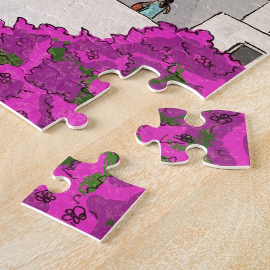 Oia Santorini Island Greece Whimsical Illustration Legpuzzel (Zijkant)