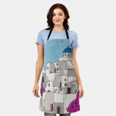 Oia Santorini Island Greece Whimsical Illustration Schort (Gedragen)