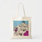 Oia Santorini Island Greece Whimsical Illustration Tote Bag (Voorkant)