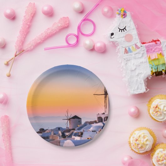 Oia, Santorini Papieren Bordje (Feest)