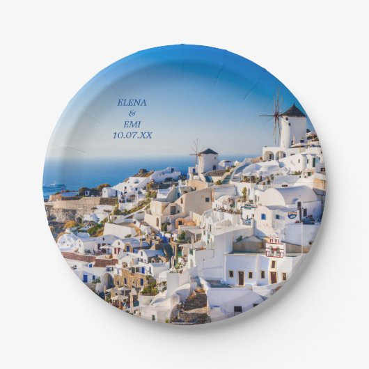 Oia Santorini Papieren Bordje (Voorkant)
