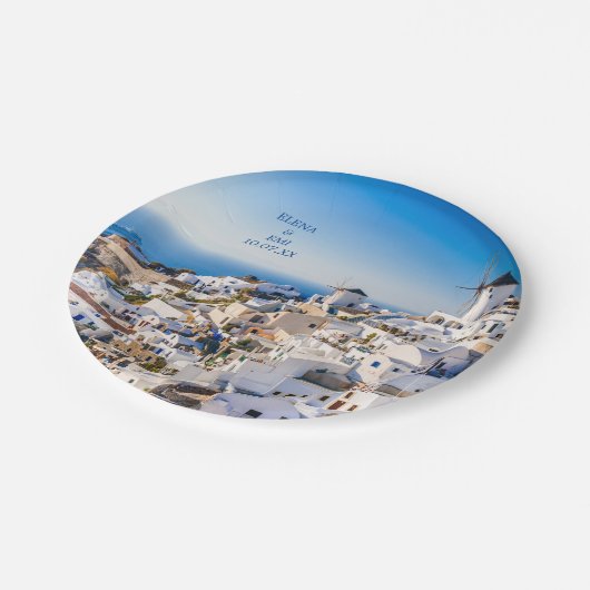 Oia Santorini Papieren Bordje (Gekanteld)