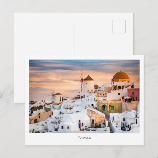 Oia, Santorini - Schilderachtig Briefkaart (Voorkant / Achterkant)