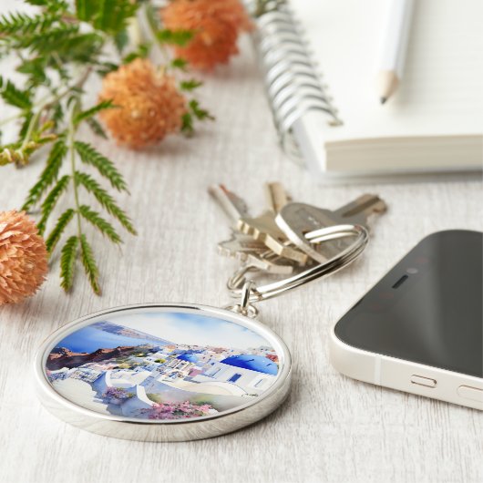 Oia Santorini Sleutelhanger (Zijkant)