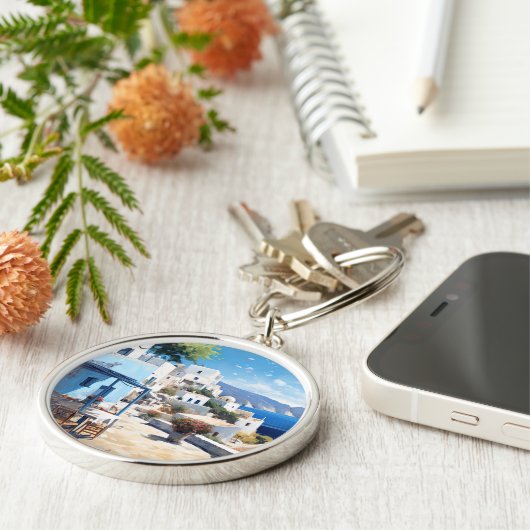 Oia Santorini Sleutelhanger (Zijkant)