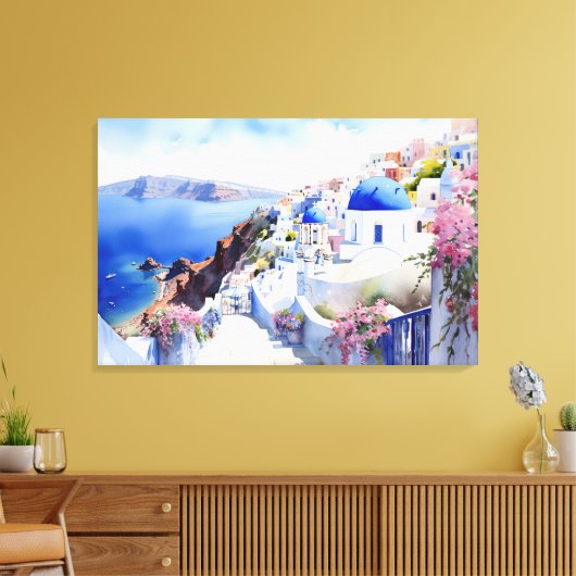 Oia, Santorini - Stretched Canvas Print (Insitu (Woonkamer))